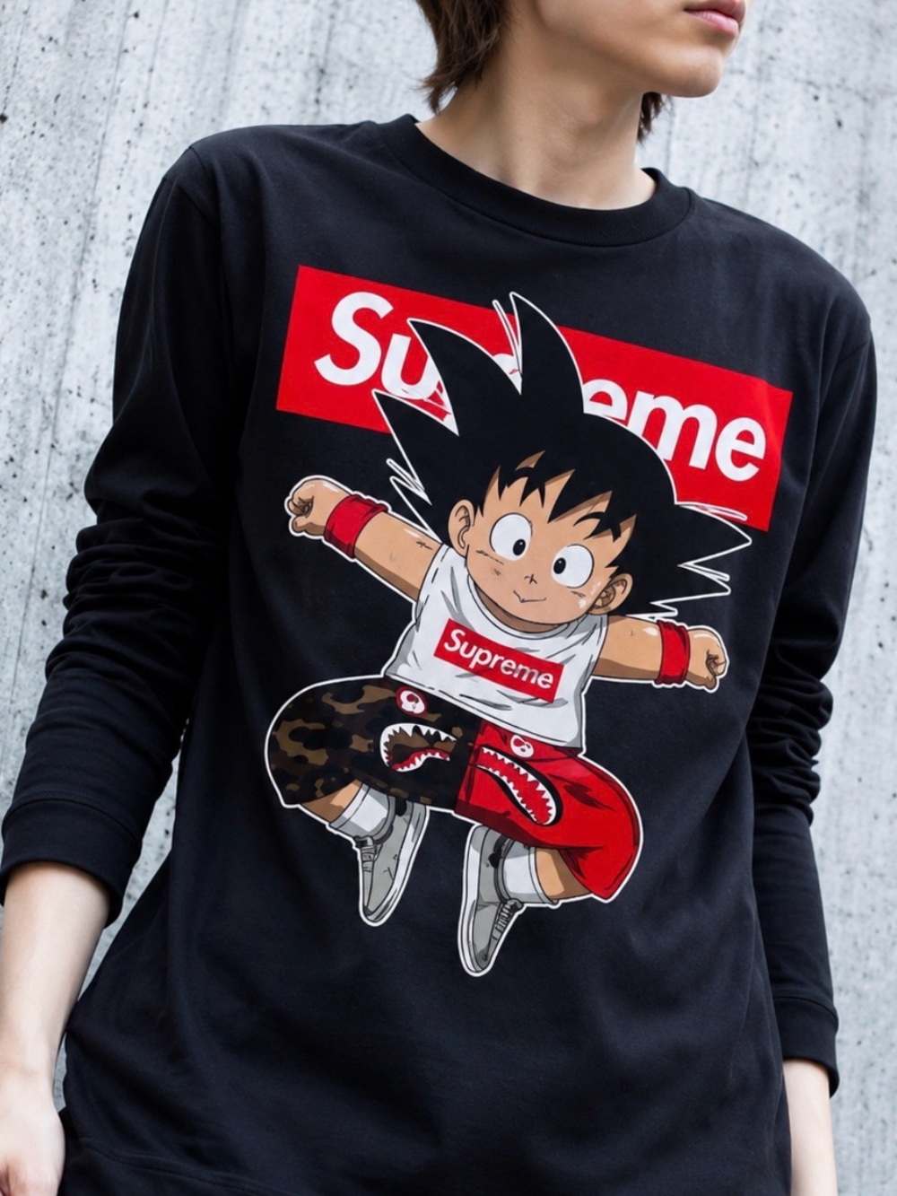 Supreme Son Goku Dragon Ball Black Graphic T Shirt Size S Anime Streetwear